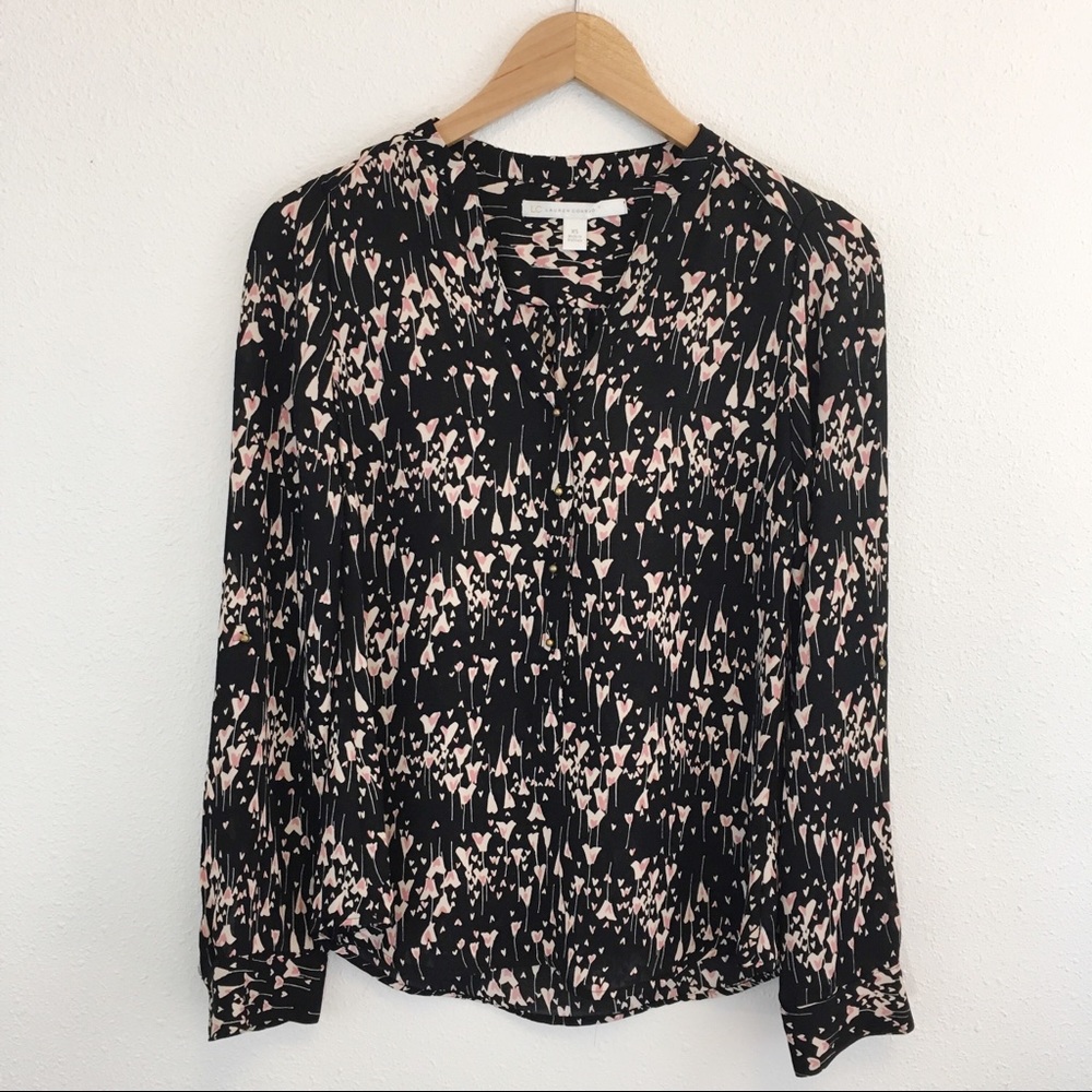 2 for $10 Lauren Conrad heart flower balloon black blouse XS
